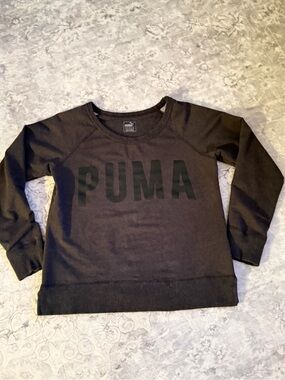 Puma Women's Black Crewneck Sweatshirt with Tonal Logo